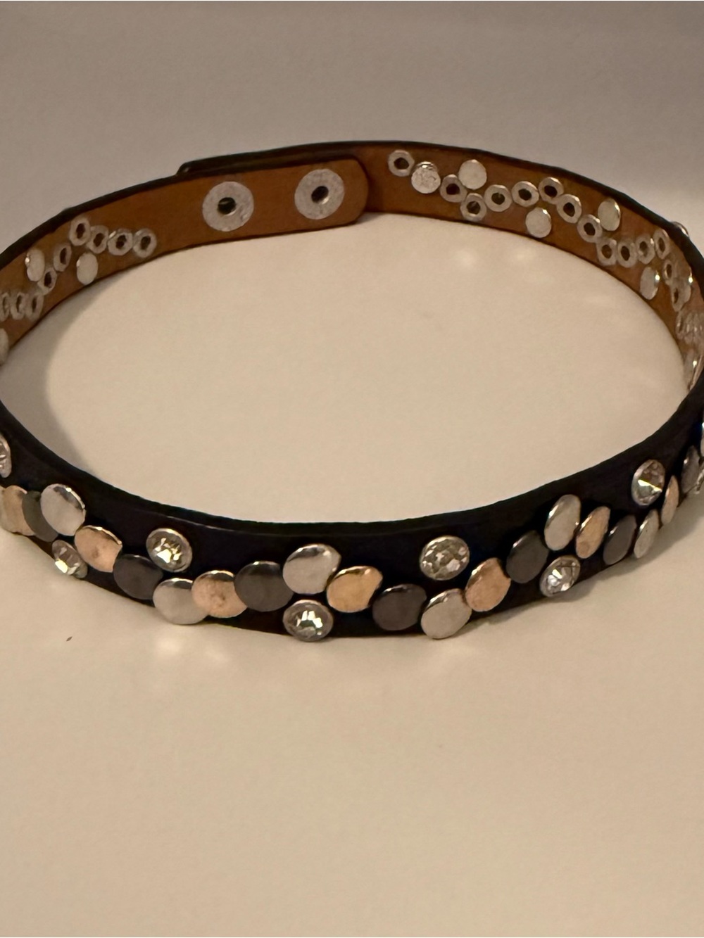 PD Black Studded Choker / Collar Necklace Snap Closure Punk Goth Y2k